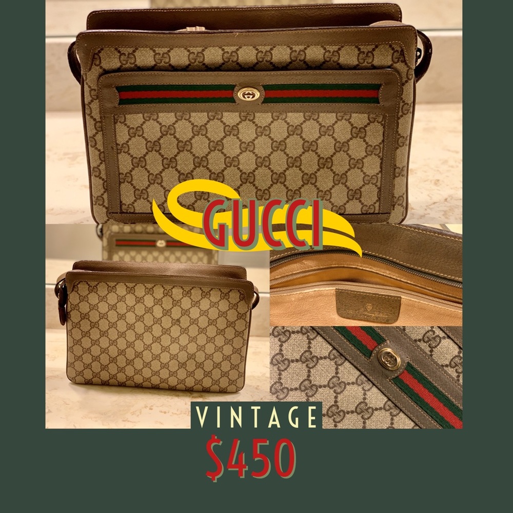VINTAGE CIRCA 1999 GUCCI MONOGRAM SHOULDER BAG